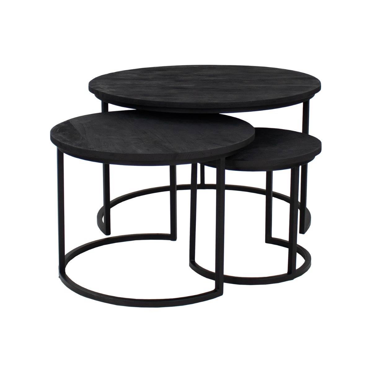Kick salontafel Rav set van 3 rond - Zwart