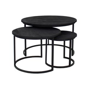 Kick salontafel Rav set van 3 rond - Zwart