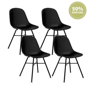 Set van 4 Kick tuinstoel Sol - Zwart