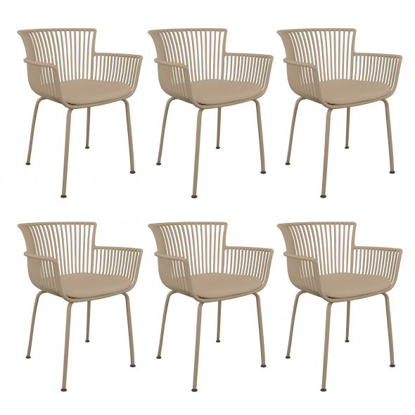 Set van 6 Kick tuinstoel Otis - Beige