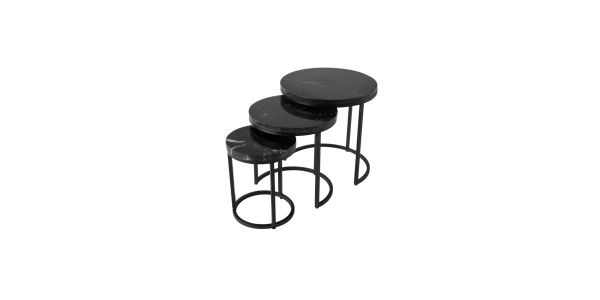 Kick salontafelset Marble - set van 3 - Zwart