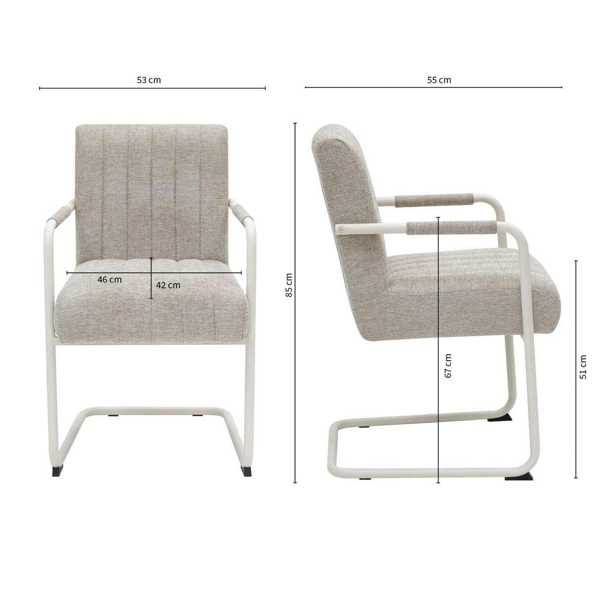 Kick buisframe stoel Isa - Beige