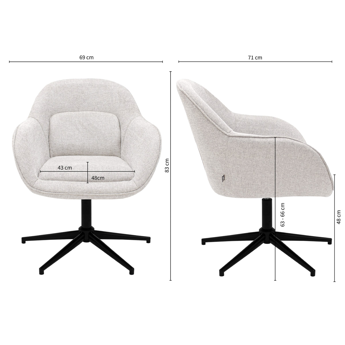 Kick draaifauteuil Lux - Champagne