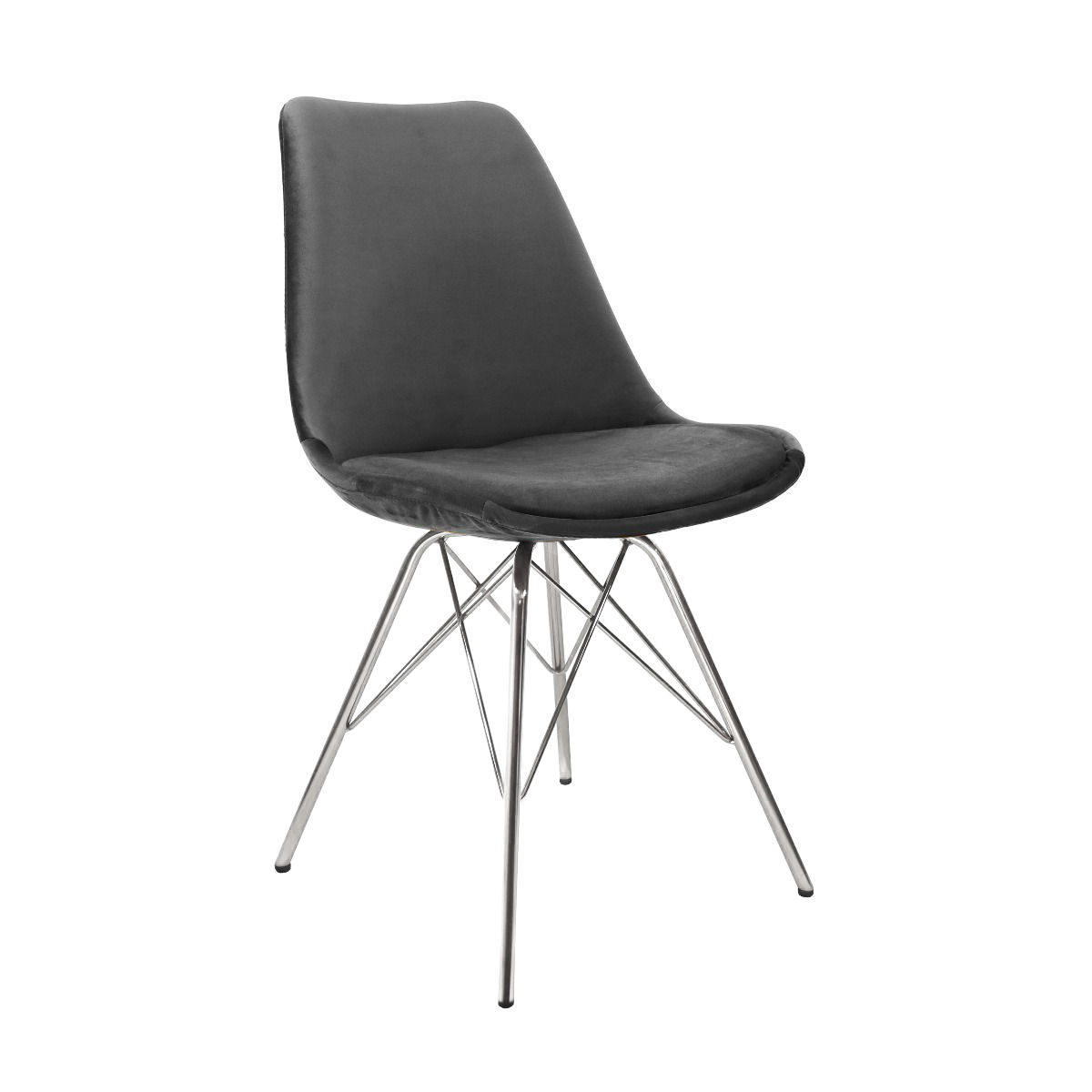 Kick Kuipstoel Velvet Donkergrijs - Chroom Frame