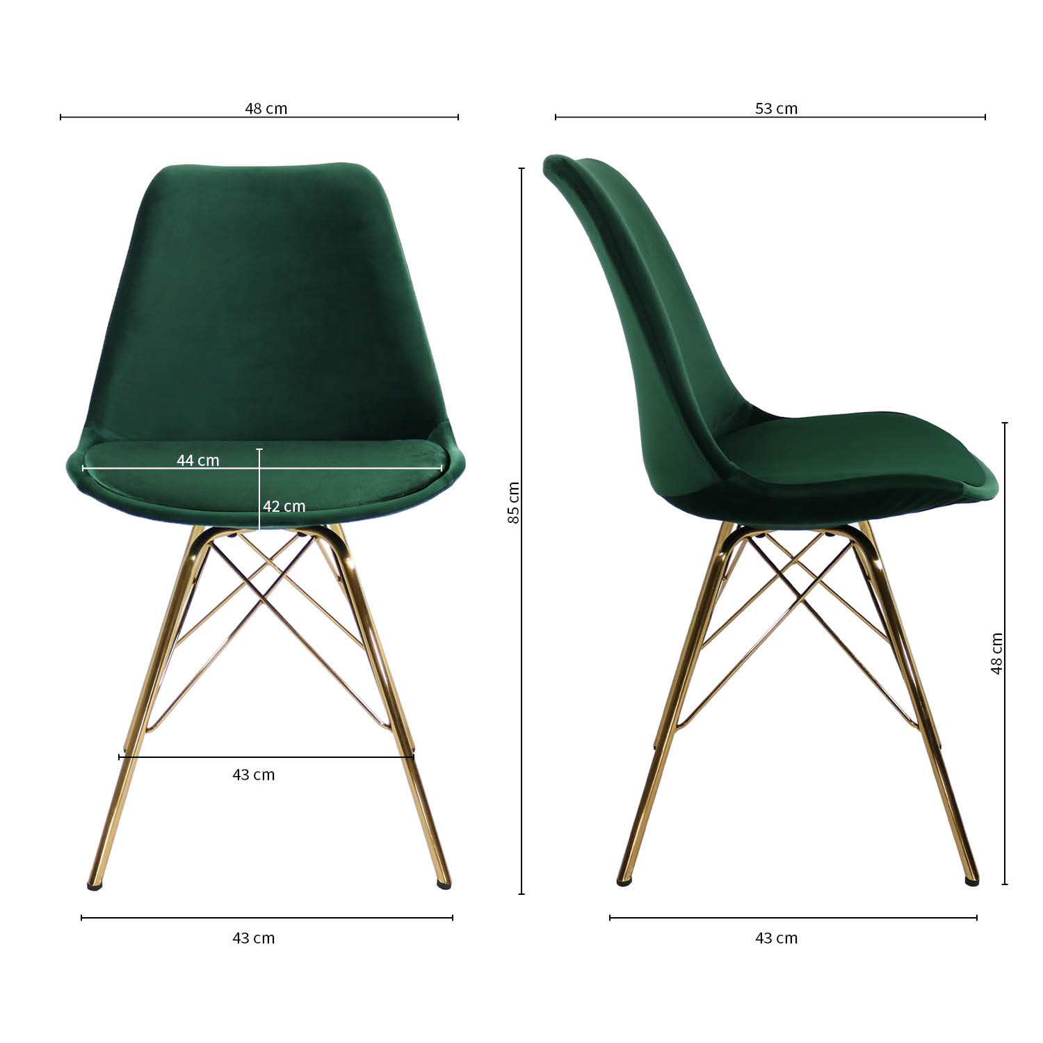 Kick Kuipstoel Velvet Donker Groen - Goud Frame