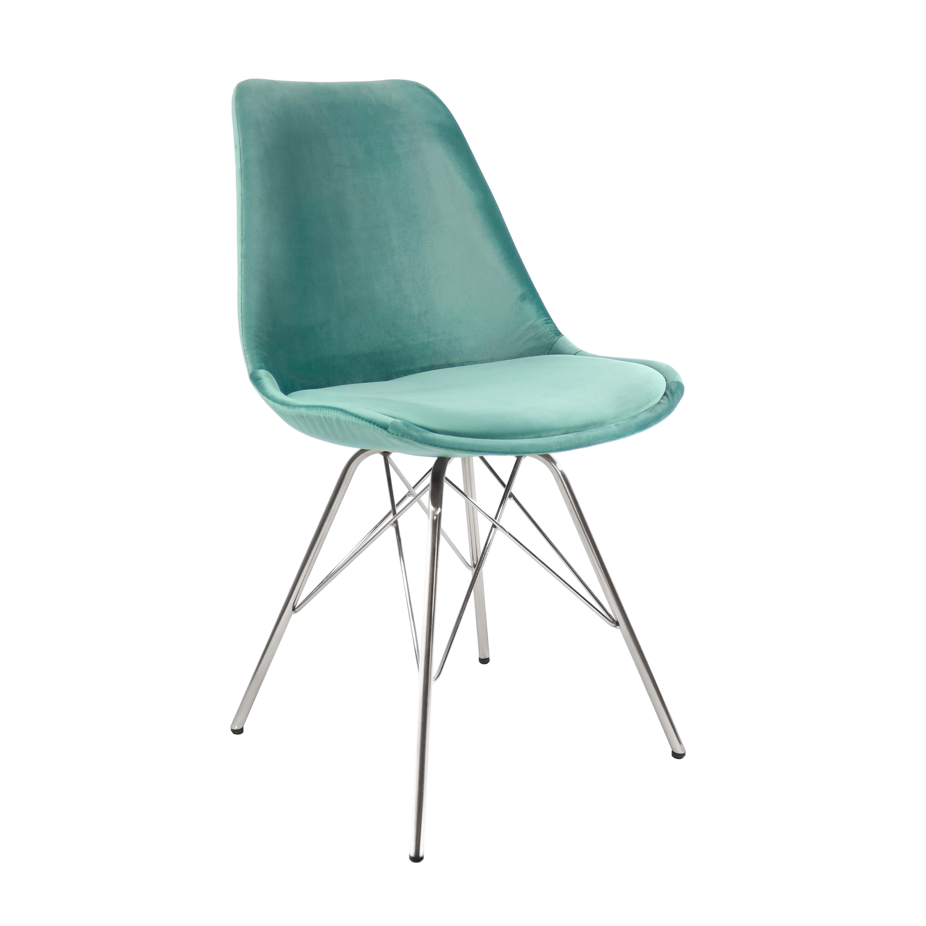 Kick Kuipstoel Velvet Mintgroen - Chroom Frame