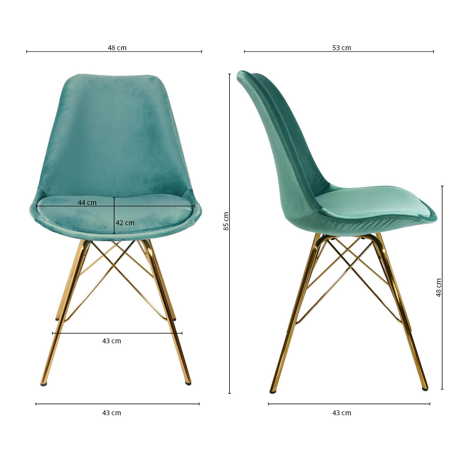 Velvet eetkamerstoel Kick Collection mint - gouden frame