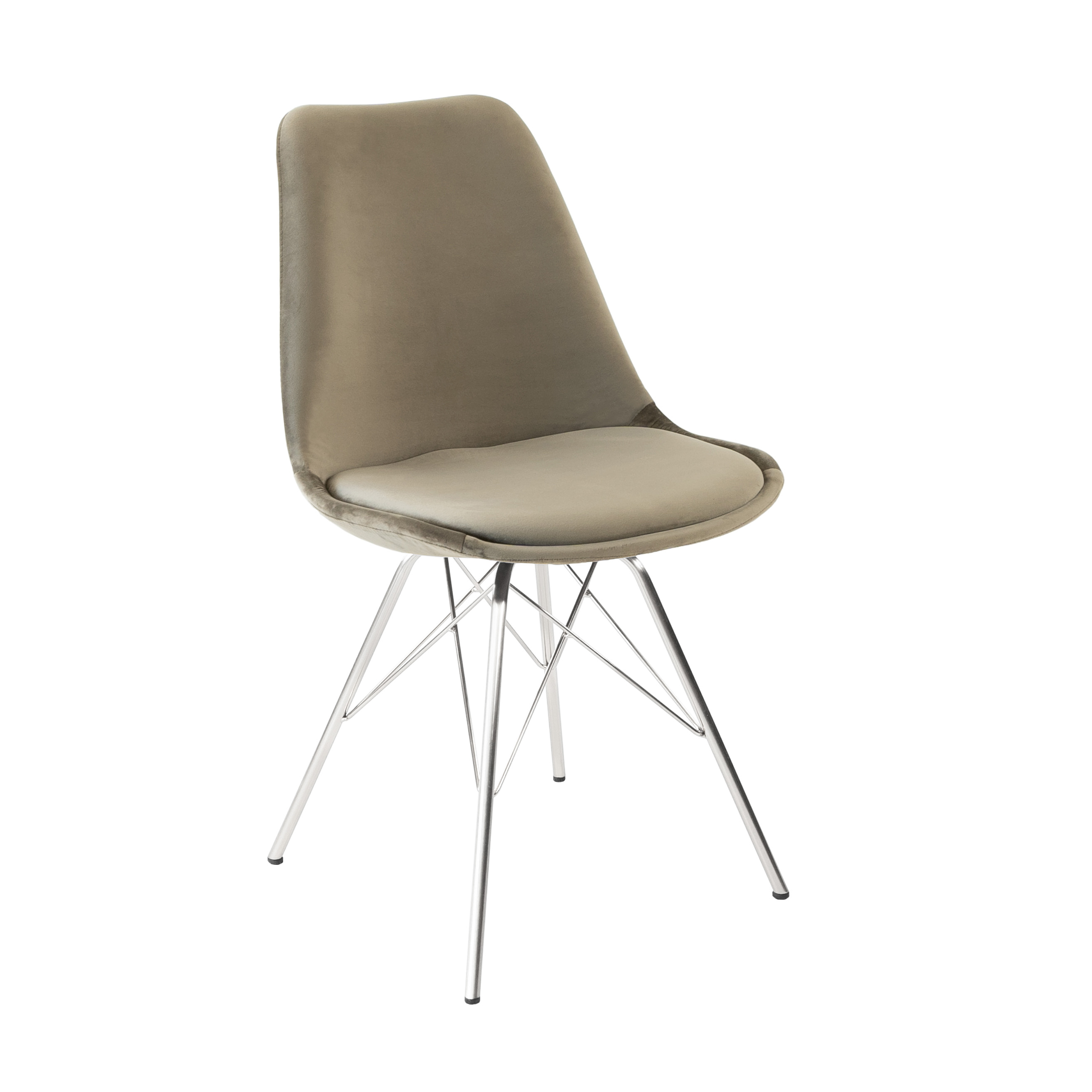Kick Kuipstoel Velvet Taupe - Chroom Frame