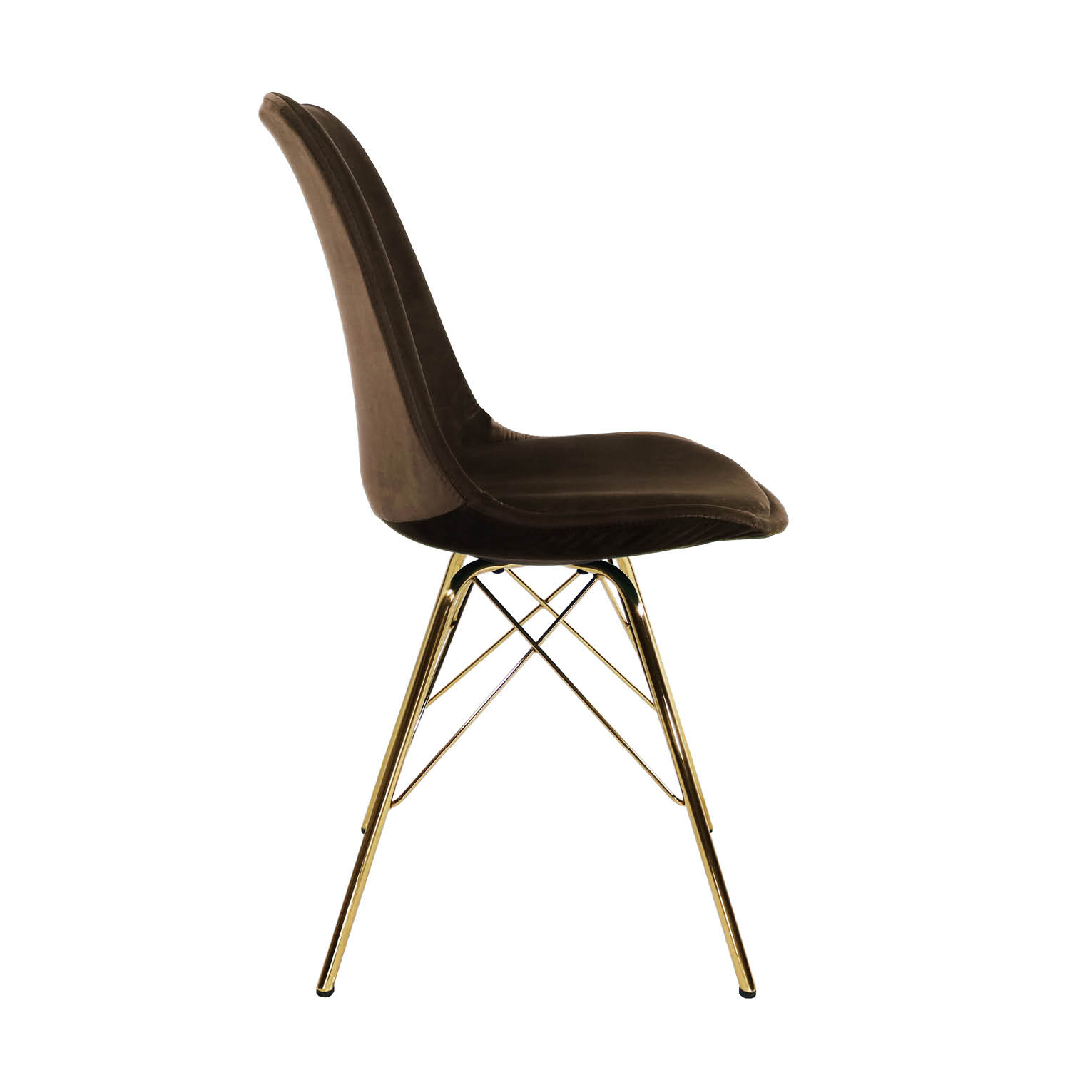 Kick Kuipstoel Velvet - Koffiebruin - goud frame