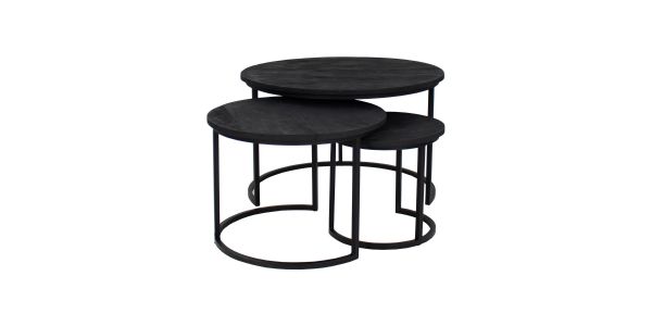 Kick salontafel Rav set van 3 rond - Zwart